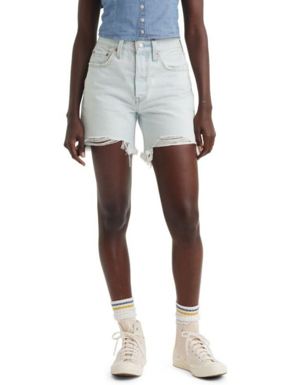 Stylish Women's Mid Thigh Denim Shorts - Classic Fit, Casual Summer Essential